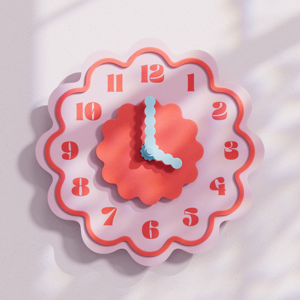 Horloge murale multicolore Frida | Mouvement silencieux, imprimé en PLA recyclé