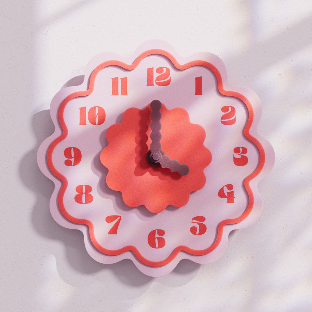 Horloge murale multicolore Frida | Mouvement silencieux, imprimé en PLA recyclé