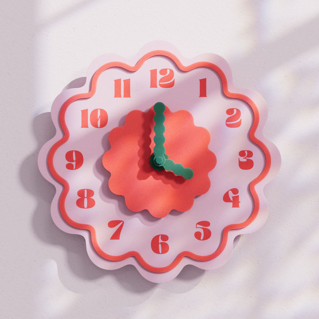 Horloge murale multicolore Frida | Mouvement silencieux, imprimé en PLA recyclé