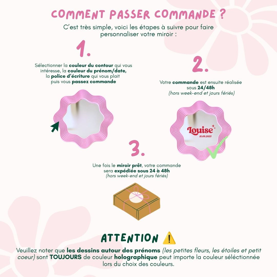 Miroir BLOOMY - Prénom & Date