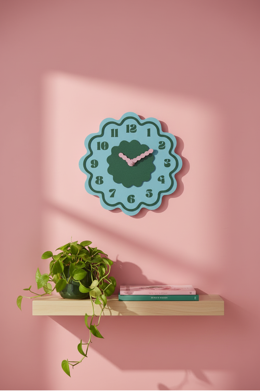 Horloge murale multicolore Frida | Mouvement silencieux, imprimé en PLA recyclé